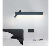 QYYZTQY Double Switches Lamps Aluminium Acrylic Long Wall with Rotatable Spotlight for Living Room Bedroom Bedside Reading (80cm,Black Warm Light)