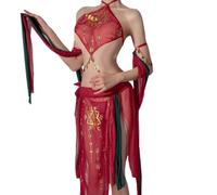 QYYZTQY Dress Lingerie for Women Costume Cheongsam Outfit Exotic Belly Dance Arabia Little Beauty Roleplay Princess Cute High Split Sequins Anime Cosplay Arabian Egyptian Egypt Bra Skirt Set Party