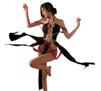 QYYZTQY Dress Lingerie for Women Outfit Chinese Style Cheongsam Cosplay Costume Sequin Fringe Babydoll Bodycon Belly Dance Anime Roleplay High Split Nightgown Long Skirt Thong Black