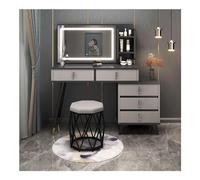 QYYZTQY Dressing Table,Dressing Table, Vanity Set with Padded Stool, Drawers, 3 Open Shelves for Women and Girls