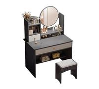 QYYZTQY Dressing Table, Fashionable Set Padded Stool, Makeup 11.8 Inch Mirror, Desk with Open and Hidden Storage Spaces for Wife of The Parents