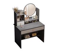 QYYZTQY Dressing Table, Fashionable Set Padded Stool, Makeup 11.8 Inch Mirror, Desk with Open and Hidden Storage Spaces for Wife of The Parents