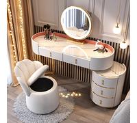 QYYZTQY Dressing Table,Vanity Vanity Unit with Illuminated Mirror, Drawers, 3 Color Adjustable Brightness/C/L-120Cm,A,L,120Cm