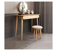 QYYZTQY Dressing Wood Home Furniture Dressers Bedroom Small Table Dormitory Vanity Desk with Mirror and Stool Makeup Table/Vanity Table,Pure