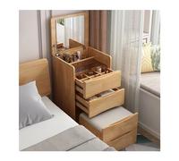 QYYZTQY Dressing Wood Vintage Flip Dresser Bedside Storage Cabinet Table for Small Space Apartment Bedroom Makeup Table/Vanity Table,Walnut Color,48x40x82cm