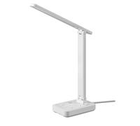 QYYZTQY Dual USB 2 X 3-Hole AC Outputs Workstation Desk Light Adjustable Angle Tri-Color Dimming Study Room Desk Lamp Push Button Bedroom Table Lamp Office Writing Desk Lighting Fixture