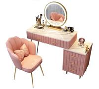 QYYZTQY Elegant Gray Vanity with Adjustable Mirror Drawers Makeup Desk for Women Girls Stylish & Functional Dressing Table Set,Rose,100 cm