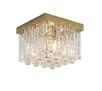 QYYZTQY Elegant Raindrop K9 Clear Crystal Chandelier Flush Mount Ceiling Light Fixture for Closet Foyer Bedroom Living Room Hallway (Size * 20CM)