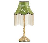 QYYZTQY Emerald Green and Gold Table Lamp Leaf Fabric Shade 20.5" Tall Skinny Table Lamp Single Farmhouse Bedside Lamp Retro Vintage Nightstand Night Light for Bedroom Living Room Office Home