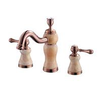 QYYZTQY European Double Handle Three Hole Bath Mixer Tap Contemporary Brass Deck Mount Vessel Sink for Bathroom Hotel,Rose Gold(Rose Gold)