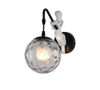 QYYZTQY European Retro Black Wall Lamp, Glass Bedside Wall,Gold Bedside Wall Mounted LED Wall Light with Base for Kids Bathroom Hallway Living Room(Black)