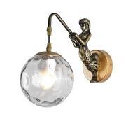 QYYZTQY European Retro Black Wall Lamp, Glass Bedside Wall,Gold Bedside Wall Mounted LED Wall Light with Base for Kids Bathroom Hallway Living Room(Gold)