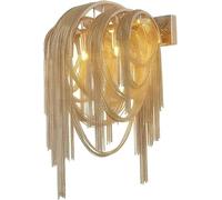 QYYZTQY European Rustic Metal Gold Aluminum Chain G9 Base Mounted Lamp Minimalist Indoor Lighting for Living Room Bedroom Hallway Wall Light