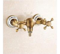 QYYZTQY European Style Brass Outdoor Garden Taps Kit with Hot and Cold Wall Mounted Faucet for Washing Machine Antique
