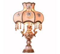 QYYZTQY European Vintage Night Lamp Decorative Table Lamp Us Desk Lamp Resin Minimalism Bedroom Living with Fabric Shade E27*1 for Hotel Cafe 33 * 55cm