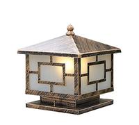 QYYZTQY Exterior Rainproof Square Highlight Outdoor Waterproof Courtyard Lamp Bronze Antique European Retro Doorpost Lamp Traditional E27 Gate Porch Stone Pillar Table Lamp Street Lighting