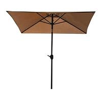 QYYZTQY Extra Large Rectangular Garden Umbrella Parasols,8 Ft Market Table with Crank Tilt,Outdoor Patio Beach Pool Yard Sun Shades (Light Brown 2M×2M)