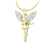 QYYZTQY Fairy Necklace For Women, 925 Sterling Silver Fairy Tales Sweet Crystal Princess Pendant Necklace Elegant Sparkle Flower, Tinkerbell Necklace, Fairy Jewelry, Tinkerbell Jewelry