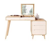 QYYZTQY Farmhouse Makeup Vanity Table with Foldable Mirror 39.37" Wide Dressing Table with Drawers & Storage Cabinet Elegant Bedroom Dressing Table for Makeup and Beauty Essentials