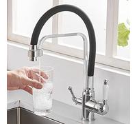 QYYZTQY Faucet Brass Hot and Cold Pure Water Swivel 3 Way Kitchen Taps