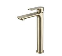 QYYZTQY Faucet Brushed Gold Brass Handle Single Hole Deck Mounted Cold and Hot Sink Mixer Tap for Bathroom Hotel