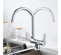 QYYZTQY Faucet Folding for Inside Window, Kitchen Faucets Brass Hot and Cold Water Swivel Shower Pattern Sink Faucet-Black(Chrome)