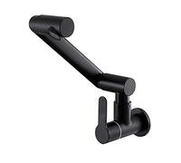 QYYZTQY Faucet Wall Mount Black Single Cold Water Rotating Stainless Steel Kitchen Sink Faucet-B(A)