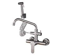 QYYZTQY Faucet Wall Mount Kitchen faucets, 304 Stainless Steel, in-Wall mounting, Hot and Cold, Multi-Function, Pull, Sink Balcony Laundry Faucet-A Belt Spray Oblique Seven Tube