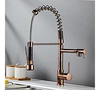QYYZTQY Faucet with Pull Down Sprayer 2 Functs Stream Spray Black Hot Cold Water Mixer Tap for Kitchen Sink Easy Installat Rose Gold Finish China
