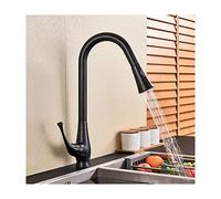 QYYZTQY Faucet with Pull Down Sprayer, Brass Mixer Tap 360° Rotation Hole Deck Mounted Single Handle High ARC Kitchen Sink Faucet,Black Bronze(Black Bronze)