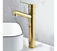 QYYZTQY Faucet with Sprayer, Single Lever Pull out Mixer Tap for Basin Brass, Bathroom Sink taps Hot and Cold Gold, High