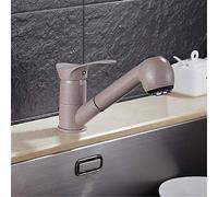 QYYZTQY Faucets 360 Degree Swivel Pull out Kitchen Sink Faucet Water Saving Polished Black Basin Crane Mixer Brass Tap Single Handle Deck Mounted,Beige with Dot Star of Light