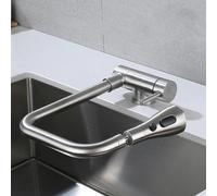 QYYZTQY Faucets Folding Inside Window 3 Modes Stainless Steel Single Handle Kitchen Sink Mixer Faucet Folding-Brushed
