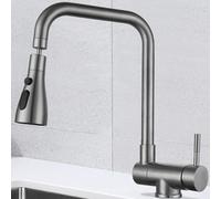 QYYZTQY Faucets Folding Inside Window 3 Modes Stainless Steel Single Handle Kitchen Sink Mixer Faucet Folding-Grey