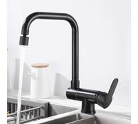 QYYZTQY Faucets Folding Inside Window Sink Faucet Dual Mode Single Handle Hot and Cold Water 360° Swivel Brass Kitchen Mixer Faucet-Black