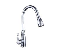 QYYZTQY Faucets,The Kitchen Pull Type Taps Multifunction Sink Washing Pool Pullable Faucet Nozzle Press Adjustment Water-Tap(8124 Plating)