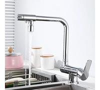 QYYZTQY Faucets Way Brass Mixer Folding Inside Window Hot and Cold Water Rotation Kitchen Sink Faucet 3 in 1-Black B(Chrome B)