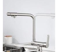 QYYZTQY Faucets Way Brass Mixer Folding Inside Window Hot and Cold Water Rotation Kitchen Sink Faucet 3 in 1-Black B(Brushed A)