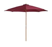 QYYZTQY Fir Wooden Garden Parasol Sun Shade Outdoor Canopy Wine Red Patio Umbrella