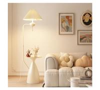 QYYZTQY Floor Lamp Floor Lamp for Living Room, Iron Side Table Lamp with Fabric Shade, Standing Lamps with Table, Tall Table Lamps for Bedroom Office Standing Lamp(White)