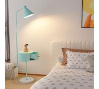 QYYZTQY Floor Lamp Floor Lamp with Table, Rustic Side Table with LED, Tall Table Lamps for Bedroom Office, Standing Lamp(Blue)