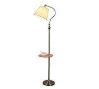 QYYZTQY Floor Lamp for Living Room Floor Light Iron Floor Lamp with Wood Table Adjustable Fabric Lampshade Floor Light E27 for Living Room Bedroom Study Standing Lamp Standing Light (Color : Bronze,