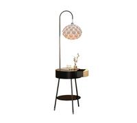 QYYZTQY Floor Lamp Home Floor Lamp with Table - Mid-Century Nightstand or Side Table with USB Charging Port - Standing Light with Drawers Standing Lamp(Black)