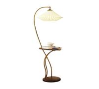 QYYZTQY Floor Lamp Mid Century Floor Lamp with USB Charging Port and Wood Tray Table, Rustic Tall Pole Shelf Reading Standing Light for Farmhouse Bedroom, Living Room, Office Standing Lamp
