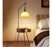 QYYZTQY Floor Lamp Nightstand End Table with Standing Reading Light, Desk Lamp with USB Port, End Table with Floor Lamp for Bedroom, Living Room, Office Standing Lamp