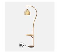 QYYZTQY Floor Lamp Real Marble Based LED ARC Floor Lamp with Wood Bedside Nightstand End Table Tall Shelf Standing Lamp for Living Room Sofas Bedroom Standing Lamp