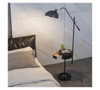 QYYZTQY Floor Lamp Round Smart led nightstand with Lamp & Wireless Charging Station, Bedside Table with Wood Drawers, Small Bed Table for Bedroom/Reading Standing Lamp(Black)
