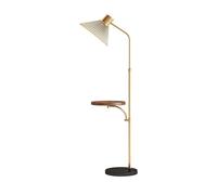 QYYZTQY Floor Lamp Space Saver Style Standing Floor Lamp with Wood Tray, Dimmable Standing Lamp for Living Room, Bedroom, Office Standing Lamp(Gold)