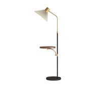 QYYZTQY Floor Lamp Space Saver Style Standing Floor Lamp with Wood Tray, Dimmable Standing Lamp for Living Room, Bedroom, Office Standing Lamp(Black)