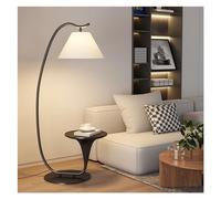 QYYZTQY Floor Lamp Table & Lamp Combo with LED, Bedside Reading Lamp, Wood End Table with Floor Lamp for Bedroom, Living Room, Office Standing Lamp(Black)